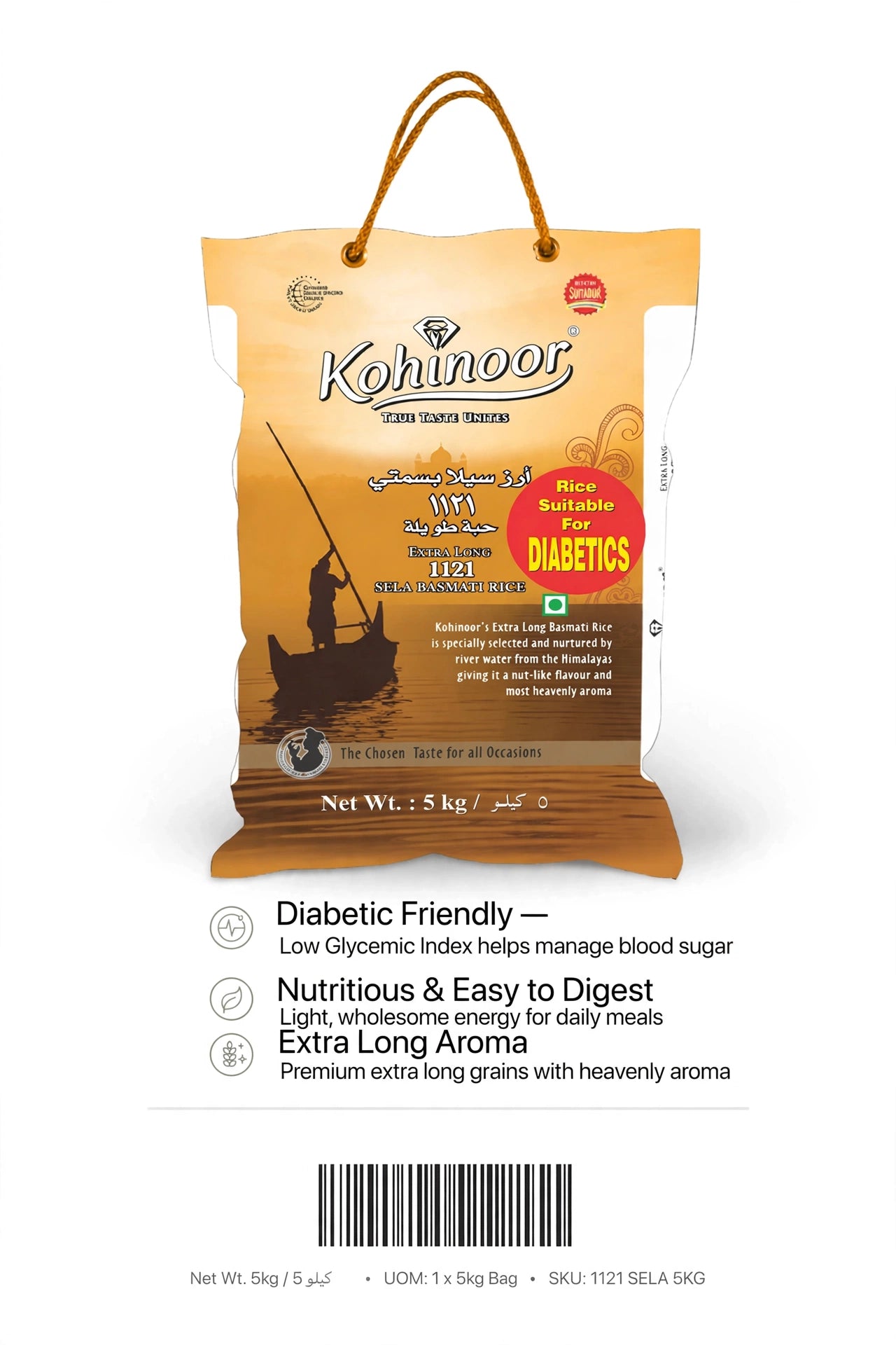 Kohinoor 1121 extra long Diabetic Sela Basmati Rice (4x5kg)